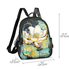 Load image into Gallery viewer, Genuine Leather Backpack for Women Hand Painted Rivet Knapsack Purse Handmade Rucksack Casual Daypack