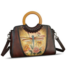 Load image into Gallery viewer, Genuine Leather Tote Bag for Women Hand Painted Shoulder Handbag Handmade Purse Crossbody Work Tote Casual Purse
