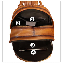 Load image into Gallery viewer, Genuine Leather Backpack for Women Hand Painted Purse Retro Leather Handmade College Knapsack Rucksack Casual Daypack