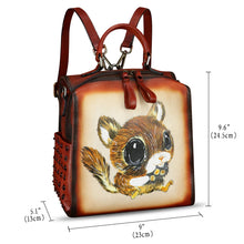 Load image into Gallery viewer, Genuine Leather Satchel for Women Hand Painted Purse Crossbody Handbag Top Handle Bags Handmade Convertible Backpack