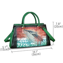 Load image into Gallery viewer, Genuine Leather Satchel for Women Hand Painted Handbag Top Handle Bags Handmade Crossbody Purse Tote Bag