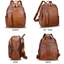 Load image into Gallery viewer, Genuine Leather Backpack Purse for Women Vintage Casual Daypack College Bag Handmade Cowhide Western Rivets Rucksack