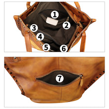 Load image into Gallery viewer, Genuine Leather Shoulder Bag for Women Hand Painted Leather Handbag Handmade Purse Crossbody Work Tote Bag Casual Purse