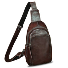 Load image into Gallery viewer, Genuine Leather Sling Bag for Women and Men Vintage Handmade Leather Sling Backpack Shoulder Crossbody Bag Chest Purse