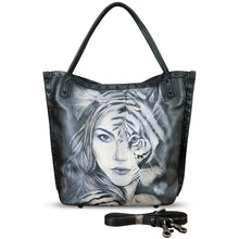 Load image into Gallery viewer, Genuine Leather Shoulder Bag for Women Hand Painted Leather Handbag Handmade Purse Crossbody Work Tote Bag Casual Purse
