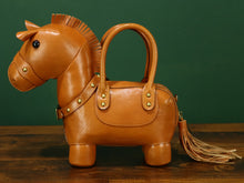 Load image into Gallery viewer, Genuine Leather Purses and Handbags for Women Unique Handmade Horse Shape Crossbody Shoulder Bag Vintage Satchel