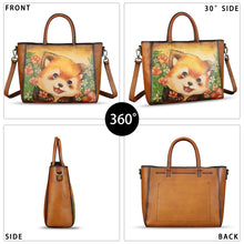 Load image into Gallery viewer, Genuine Leather Handbag Satchel for Women Hand Painted Pattern Leather Handmade Work Tote Bag Casual Shoulder Purse