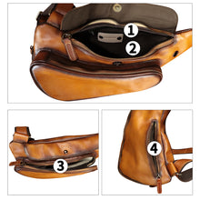 Load image into Gallery viewer, Genuine Leather Sling Bag Retro Crossbody Sling Backpack Handmade Chest Purse Daypack Cycling Fanny Pack Back Bag
