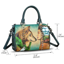 Load image into Gallery viewer, Genuine Leather Satchel for Women Hand Painted Leather Handbag Top Handle Bags Handmade Purse Crossbody Tote Bag