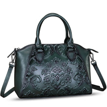 Load image into Gallery viewer, Genuine Leather Purses and Handbags for Women Vintage Embossed Leather Top Handle Bag Satchel Crossbody Shoulder Bag Strap
