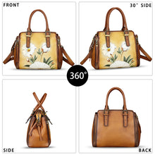 Load image into Gallery viewer, Genuine Leather Handbag for Women Hand Painted Leather Top Handle Purse Handmade Crossbody Satchel Tote Bag