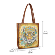 Load image into Gallery viewer, Genuine Leather Shoulder Bag for Women Hand Painted Leather Handbag Handmade Work Tote Bag Casual Shoulder Purse