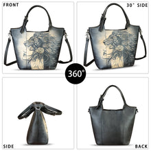 Load image into Gallery viewer, Genuine Leather Handbag Satchel for Women Hand Painted Leather Handmade Work Tote Casual Shoulder Purse Bag