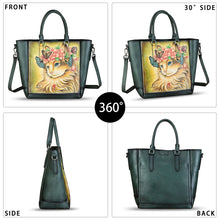 Load image into Gallery viewer, Genuine Leather Handbag for Women Hand Painted Leather Top Handle Satchel Handmade Crossbody Purse Tote Bag