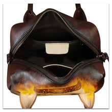 Load image into Gallery viewer, Genuine Leather Handbag for Women Hand Painted Top Handle Purse Retro Handmade Satchel Vintage Crossbody Hobo Bag