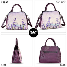 Load image into Gallery viewer, Genuine Leather Handbag for Women Hand Painted Leather Top Handle Satchel Handmade Crossbody Purse