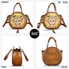 Load image into Gallery viewer, Genuine Leather Handbag for Women Purse Hand Painted Pattern Top Handle Satchel Handmade Crossbody Pouch