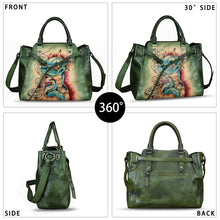 Load image into Gallery viewer, Genuine Leather Handbag Satchel for Women Hand Painted Handmade Crossbody Work Tote Bag Casual Shoulder Purses