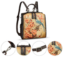 Load image into Gallery viewer, Genuine Leather Satchel for Women Hand Painted Purse Crossbody Handbag Top Handle Bags Handmade Convertible Backpack