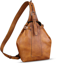 Load image into Gallery viewer, Genuine Leather Sling Bag for Men and Women Vintage Sling Backpack Fashion Shoulder Bag Crossbody Bag Chest Bag