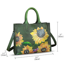 Load image into Gallery viewer, Genuine Leather Handbag for Women Hand Painted Leather Top Handle Bag Handmade Crossbody Purse Work Tote