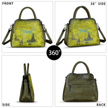 Load image into Gallery viewer, Genuine Leather Handbag for Women Hand Painted Leather Top Handle Satchel Handmade Crossbody Purse