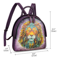 Load image into Gallery viewer, Genuine Leather Backpack for Women Hand Painted Purse Retro Leather Handmade College Knapsack Rucksack Casual Daypack