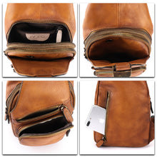 Load image into Gallery viewer, Genuine Leather Sling Bags for Men and Women Chest Shoulder Backpack Handmade Crossbody Motocycle Daypack