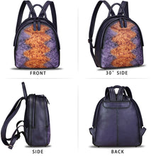 Load image into Gallery viewer, Genuine Leather Backpack for Women Vintage Womens Real Leather Rucksack Fashion Daypack Shoulder Knapsack Purse