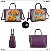 Load image into Gallery viewer, Genuine Leather Handbag Satchel for Women Hand Painted Pattern Leather Handmade Work Tote Bag Casual Shoulder Purse