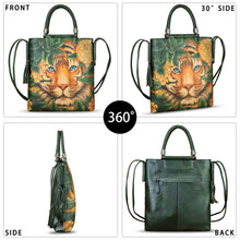 Load image into Gallery viewer, Genuine Leather Handbag for Women Hand Painted Leather Top Handle Bag Handmade Crossbody Purse Work Tote Bag