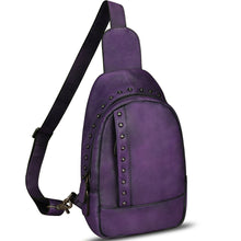 Load image into Gallery viewer, Genuine Leather Sling Bag for Women Sling Backpack Chest Shoulder Hiking Daypack Vintage Handmade Casual Crossbody Purse