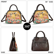 Load image into Gallery viewer, Genuine Leather Handbag for Women Hand Painted Leather Top Handle Satchel Handmade Crossbody Purse