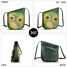 Load image into Gallery viewer, Genuine Leather Crossbody Bag for Women Hand Painted Leather Handmade Crossbody Satchel Purse Handbag