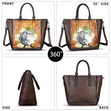 Load image into Gallery viewer, Genuine Leather Handbag for Women Hand Painted Leather Top Handle Satchel Handmade Crossbody Purse Tote Bag