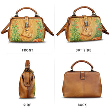 Load image into Gallery viewer, Genuine Leather Handbag Satchel for Women Hand Painted Leather Handmade Pouch Casual Shoulder Purse Bag