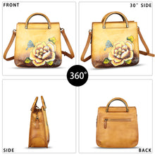 Load image into Gallery viewer, Genuine Leather Satchel for Women Hand Painted Leather Handbag Top Handle Bags Handmade Purse Crossbody Bag Purse