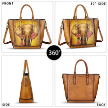 Load image into Gallery viewer, Genuine Leather Handbag for Women Hand Painted Leather Top Handle Satchel Handmade Crossbody Purse Tote Bag