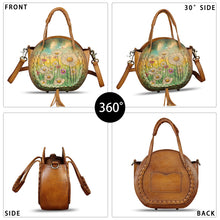 Load image into Gallery viewer, Genuine Leather Handbag for Women Purse Hand Painted Pattern Top Handle Satchel Handmade Crossbody Pouch