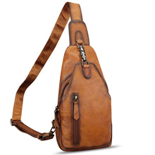 Load image into Gallery viewer, Genuine Leather Sling Bag for Women and Men Vintage Handmade Leather Sling Backpack Fashion Crossbody Bag Chest Purse