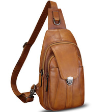 Load image into Gallery viewer, Genuine Leather Sling Bag for Women and Man Handmade Retro Hiking Crossbody Backpack Purse Chest Shoulder Daypack