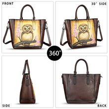 Load image into Gallery viewer, Genuine Leather Handbag for Women Hand Painted Leather Top Handle Satchel Handmade Crossbody Purse Tote Bag