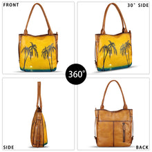 Load image into Gallery viewer, Genuine Leather Shoulder Bag for Women Hand Painted Leather Handbag Handmade Purse Work Tote Bag Casual Purse