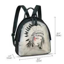 Load image into Gallery viewer, Genuine Leather Backpack for Women Hand Painted Purse Retro Leather Handmade College Knapsack Rucksack Casual Daypack