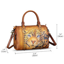 Load image into Gallery viewer, Genuine Leather Satchel for Women Hand Painted Leather Handbag Top Handle Bags Handmade Purse Crossbody Tote Bag
