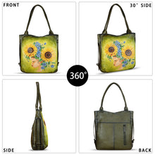 Load image into Gallery viewer, Genuine Leather Shoulder Bag for Women Hand Painted Leather Handbag Handmade Purse Work Tote Bag Casual Purse