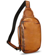 Load image into Gallery viewer, Genuine Leather Sling Bag Retro Crossbody Sling Backpack Handmade Chest Vintage Shoulder Daypack Purse Fanny Pack