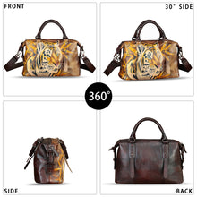Load image into Gallery viewer, Genuine Leather Satchel for Women Hand Painted Handbag Top Handle Bags Handmade Purse Crossbody Tote Bag
