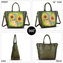 Load image into Gallery viewer, Genuine Leather Handbag for Women Hand Painted Leather Top Handle Satchel Handmade Crossbody Purse Tote Bag