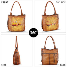 Load image into Gallery viewer, Genuine Leather Shoulder Bag for Women Hand Painted Leather Handbag Handmade Purse Work Tote Bag Casual Purse
